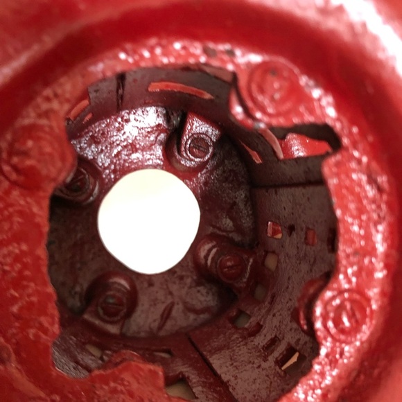 Vtg Red Heavy Cast Metal Lantern Decor - Picture 11 of 14